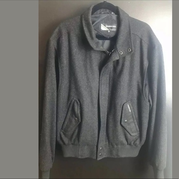 Men’s MEMBERS ONLY 100% Wool Bomber Jacket Winter Coat Gray Heavy Knit Warm Work - Picture 1 of 8
